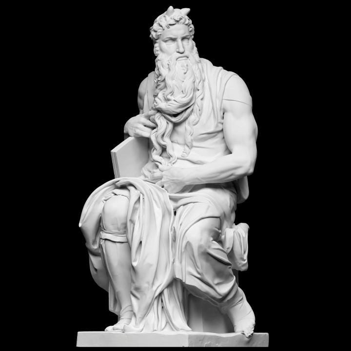 Moses – 12K Premium Resin Sculpture Inspired by Michelangelo’s Masterpiece Depicting the Biblical Prophet Holding the Tablets of the Law