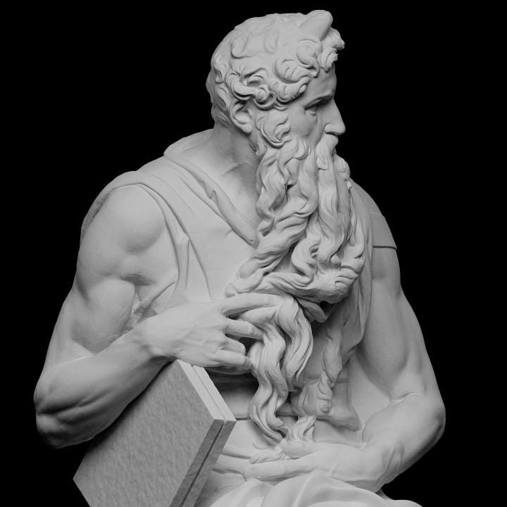 Moses (Upper Half) – 12K Premium Resin Sculpture Inspired by Michelangelo’s Masterpiece Capturing the Prophet’s Strength and Authority