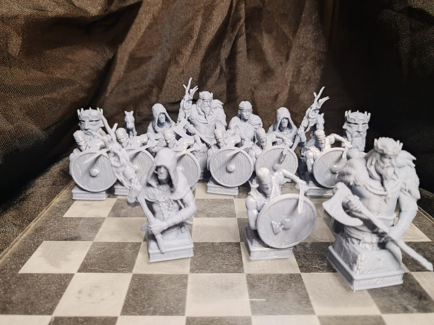 Viking Chess Pieces - 12k Resin Print -High Quality - Pieces Only- Unpainted