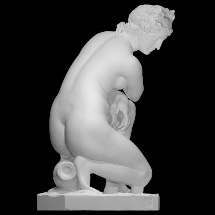 Crouching Venus Sculpture: 12K Resin Hellenistic Aphrodite Statue