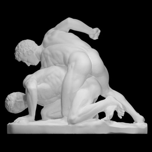 12K Resin Uffizi Wrestlers Sculpture: Greek Roman Athletic Art