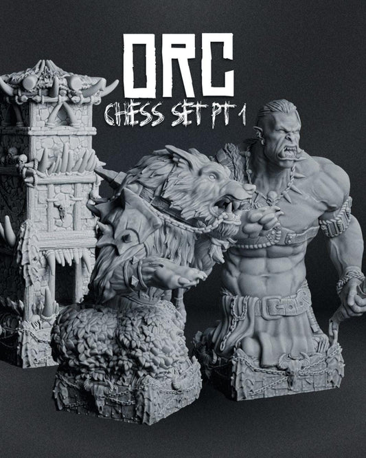 Orc Chess Pieces: 12K Resin Fantasy Set - Unpainted