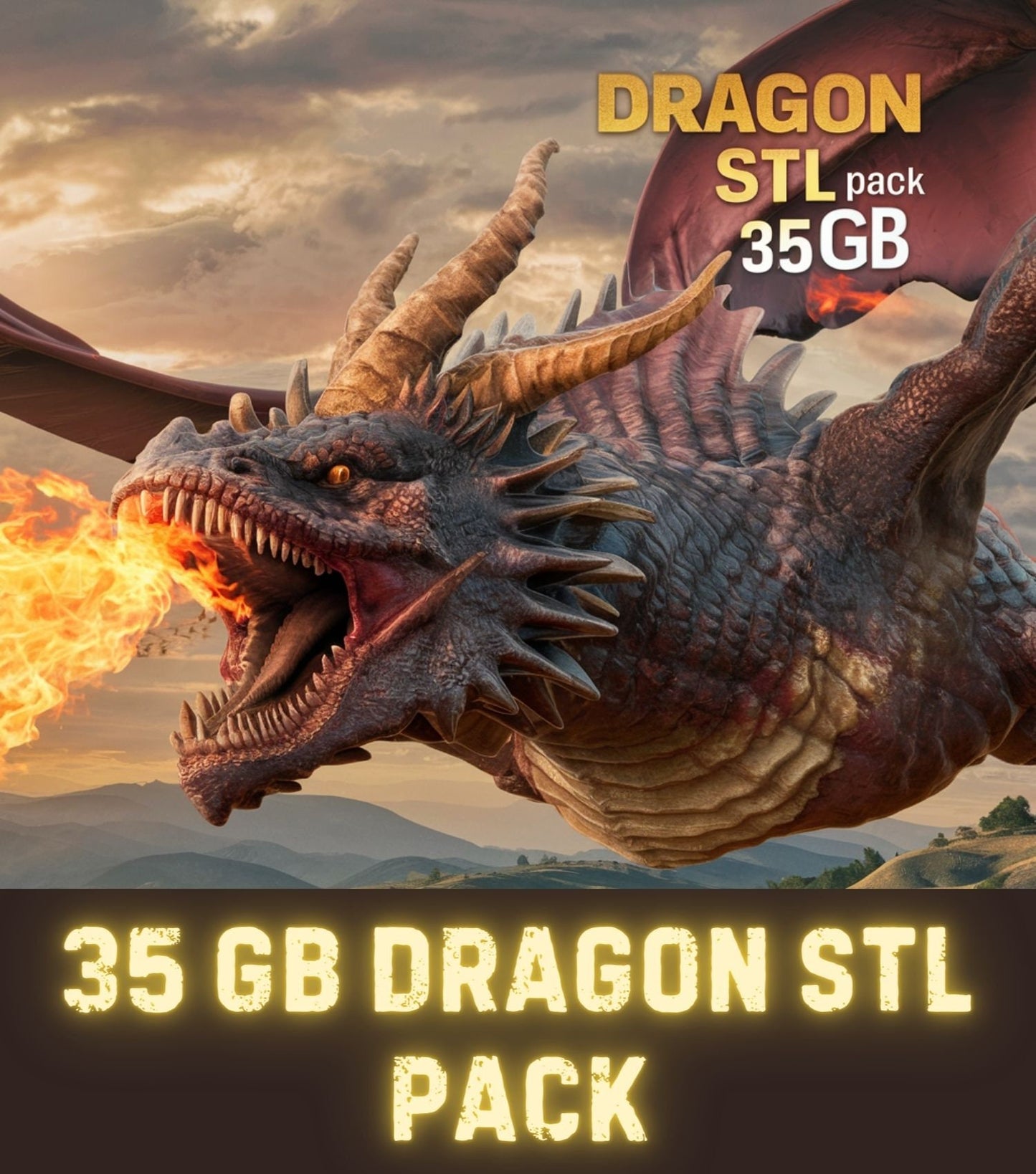 Epic Dragon Figures: 3D Printer STL Package (35GB)