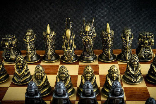 Transhuman Chess Pieces: Unpainted 12K Resin Set for DIY Painting