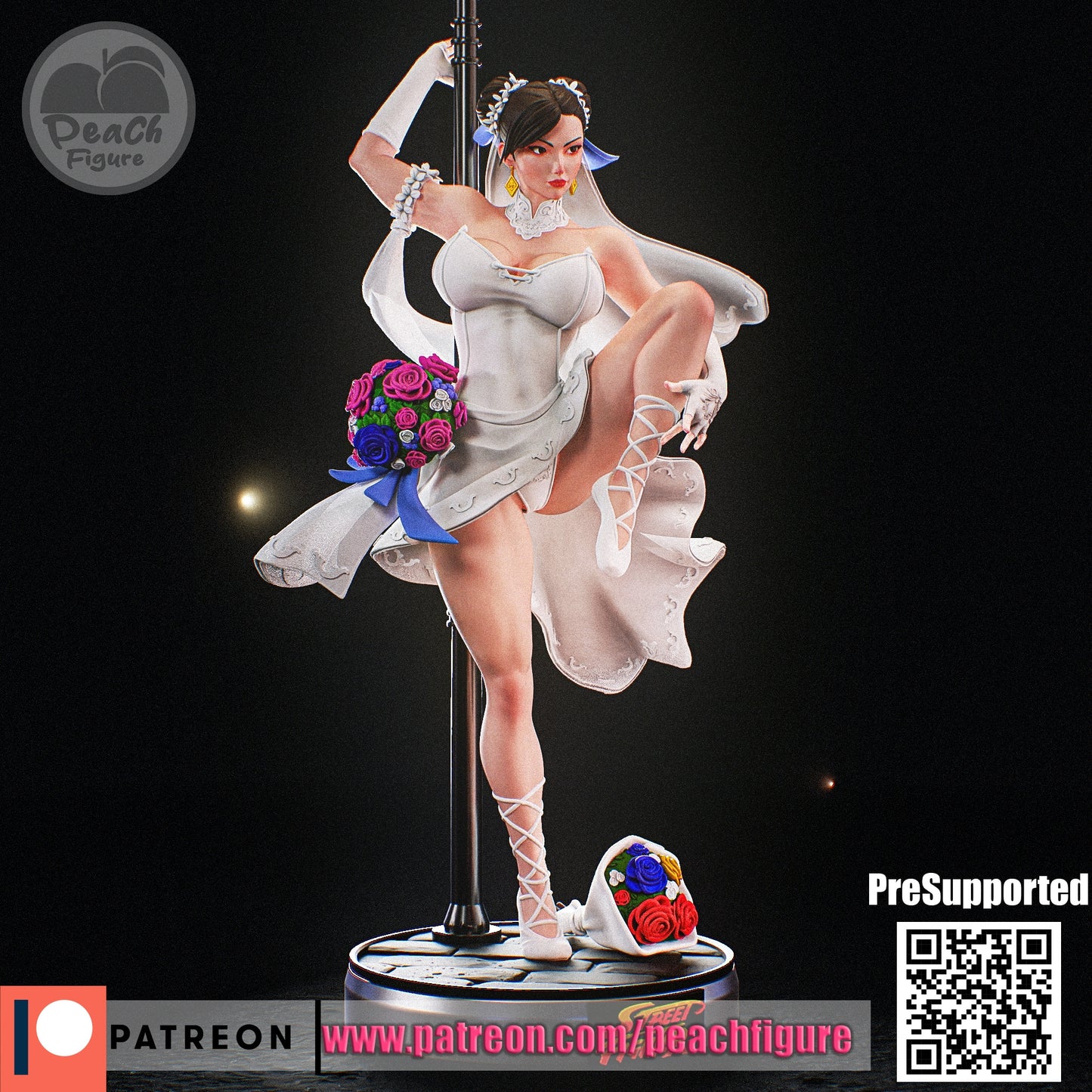 Chun Li in Wedding Dress - 12K Resin Diorama - 3D Printed Resin Figure 1/6 Scale