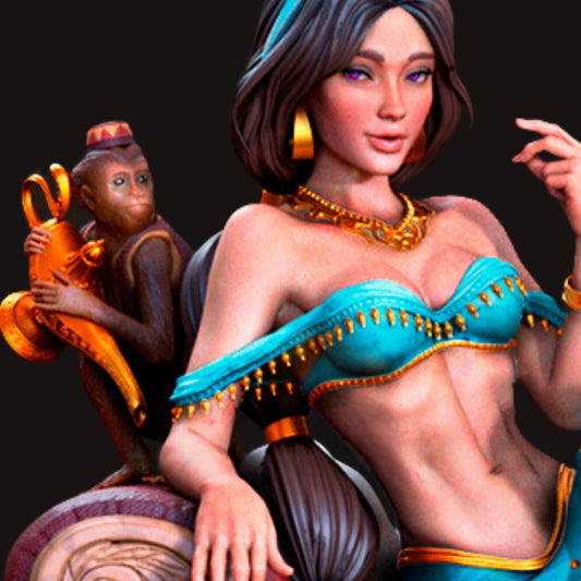 Exotic Princess & Panther Resin Figure – 12K High Detail – Unpainted / Painted – Fantasy Collectible Kit