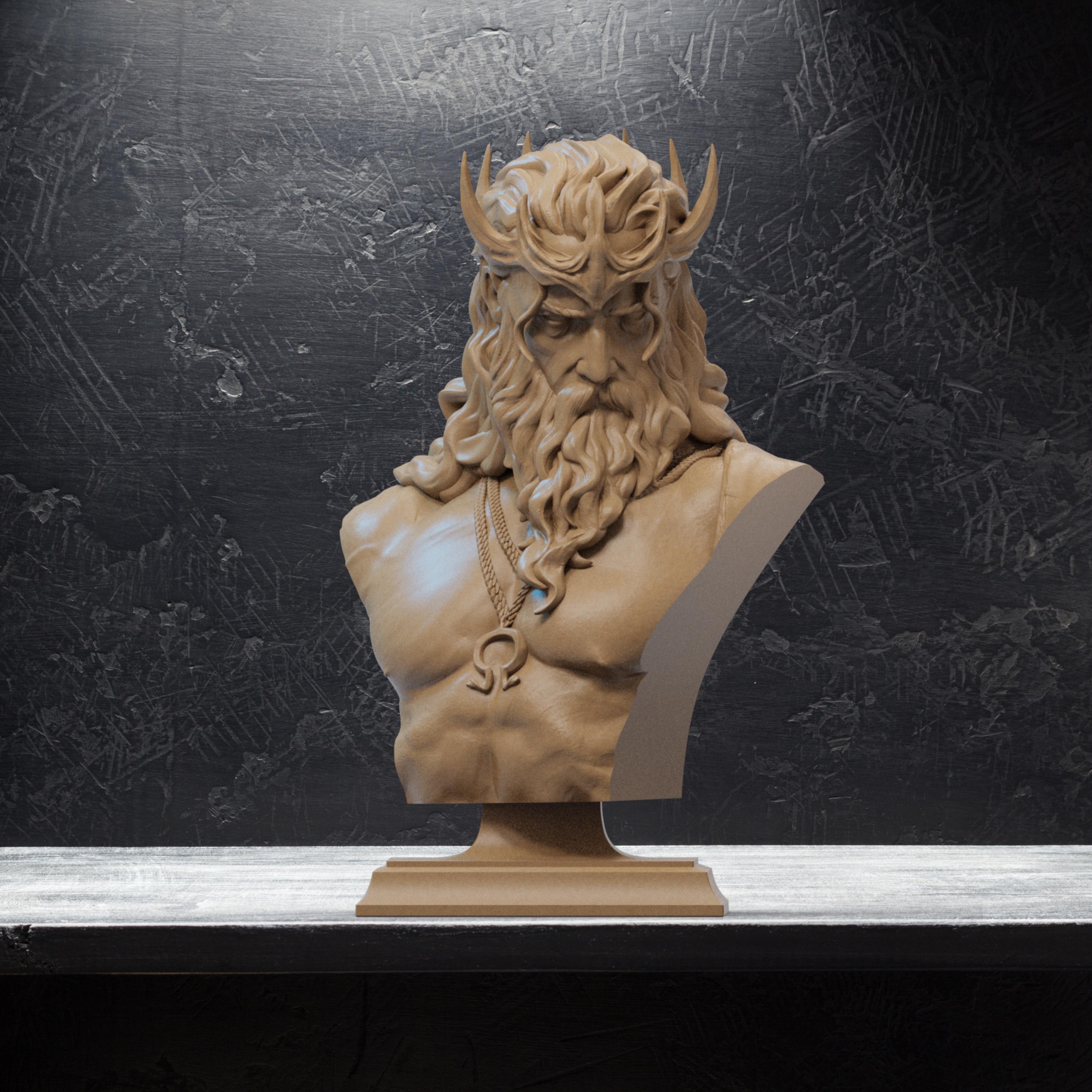 Hades Bust: 12K Resin Mythology Character, Unpainted Miniature (Fan Art)