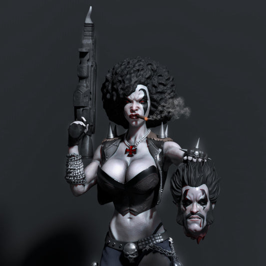 Savage Femme Warrior Resin Figure – 12K High Detail – Unpainted / Painted – Skull Base Fantasy Collectible