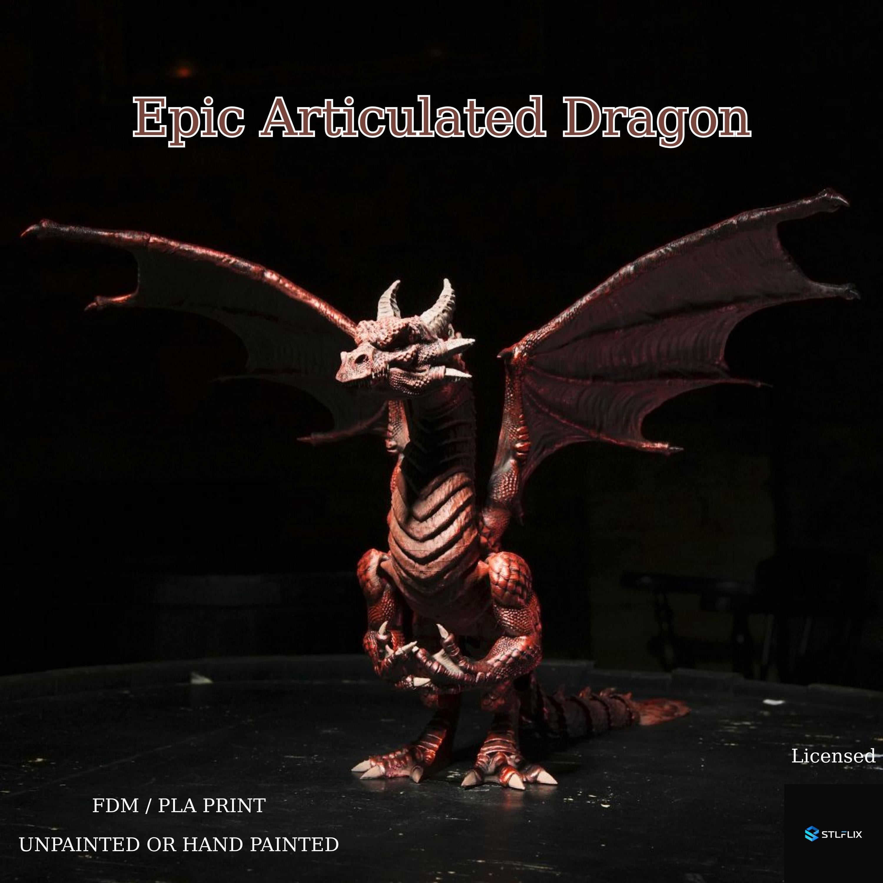 Articulated Dragon 3D Printed Model: Poseable Fantasy Toy