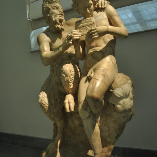 Pan and Daphnis Statue | Greek Mythology Music Lesson | Satyr and Shepherd | 12k Resin or Marble composite PLA
