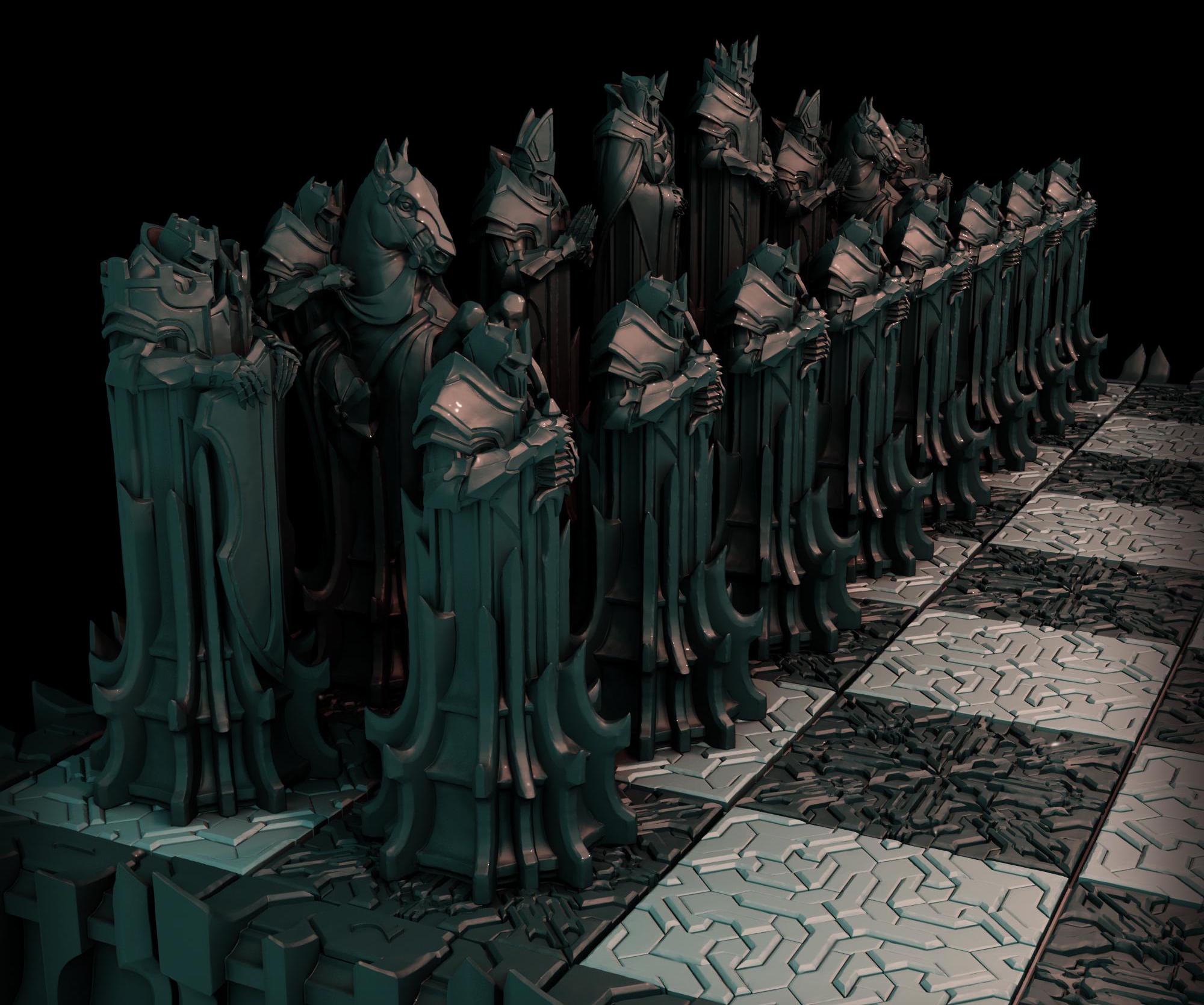 12K Resin Knight Chess Pieces: Unpainted Medieval Set