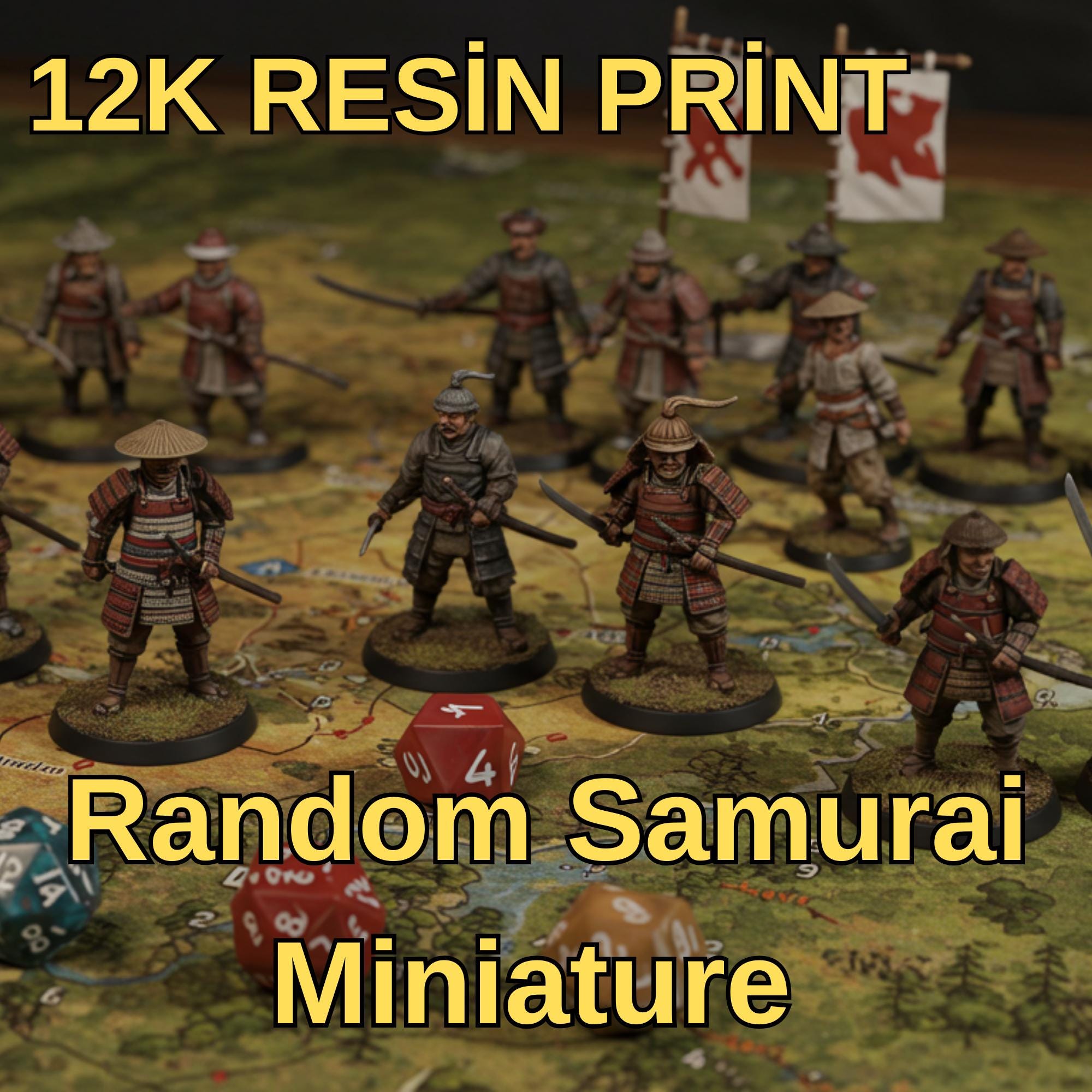 12K Resin Print Samurai Miniature Set - Unpainted DND Role Play ...