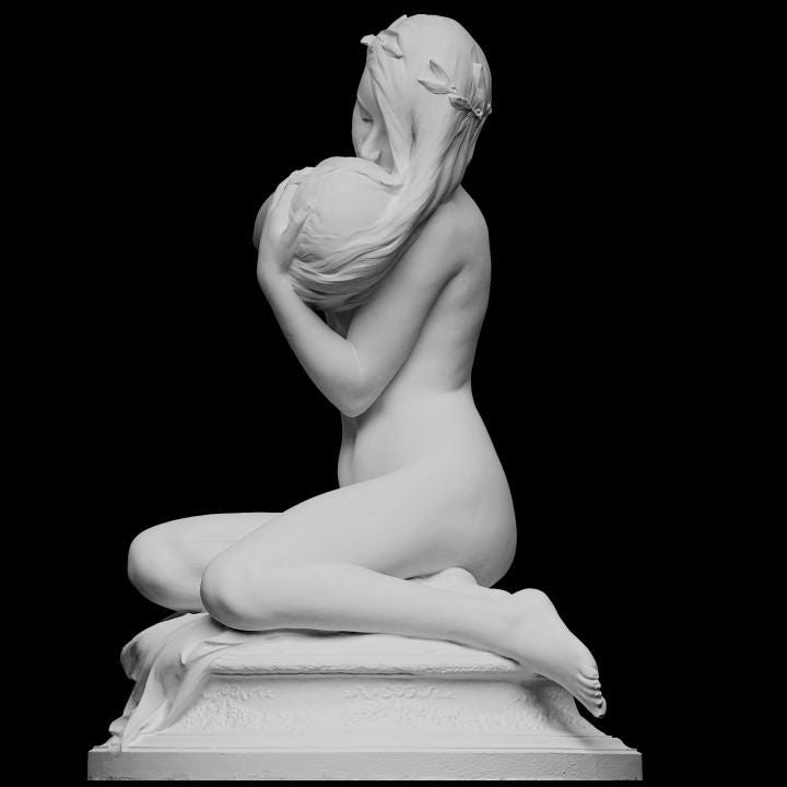 André Chenier Muse Sculpture: 12K Resin Neoclassical Art