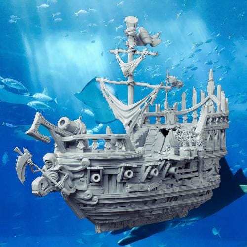 Ship of the Dead Aquarium Decor - Aquarium Decor with Magnificent Details - Unpainted
