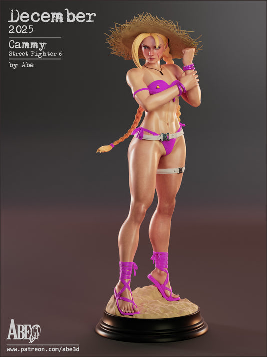 Cammy at the Beach Resin Figure Handmade Hand Painted Collectible 1/4 1/6 Scale 16K 3D Print