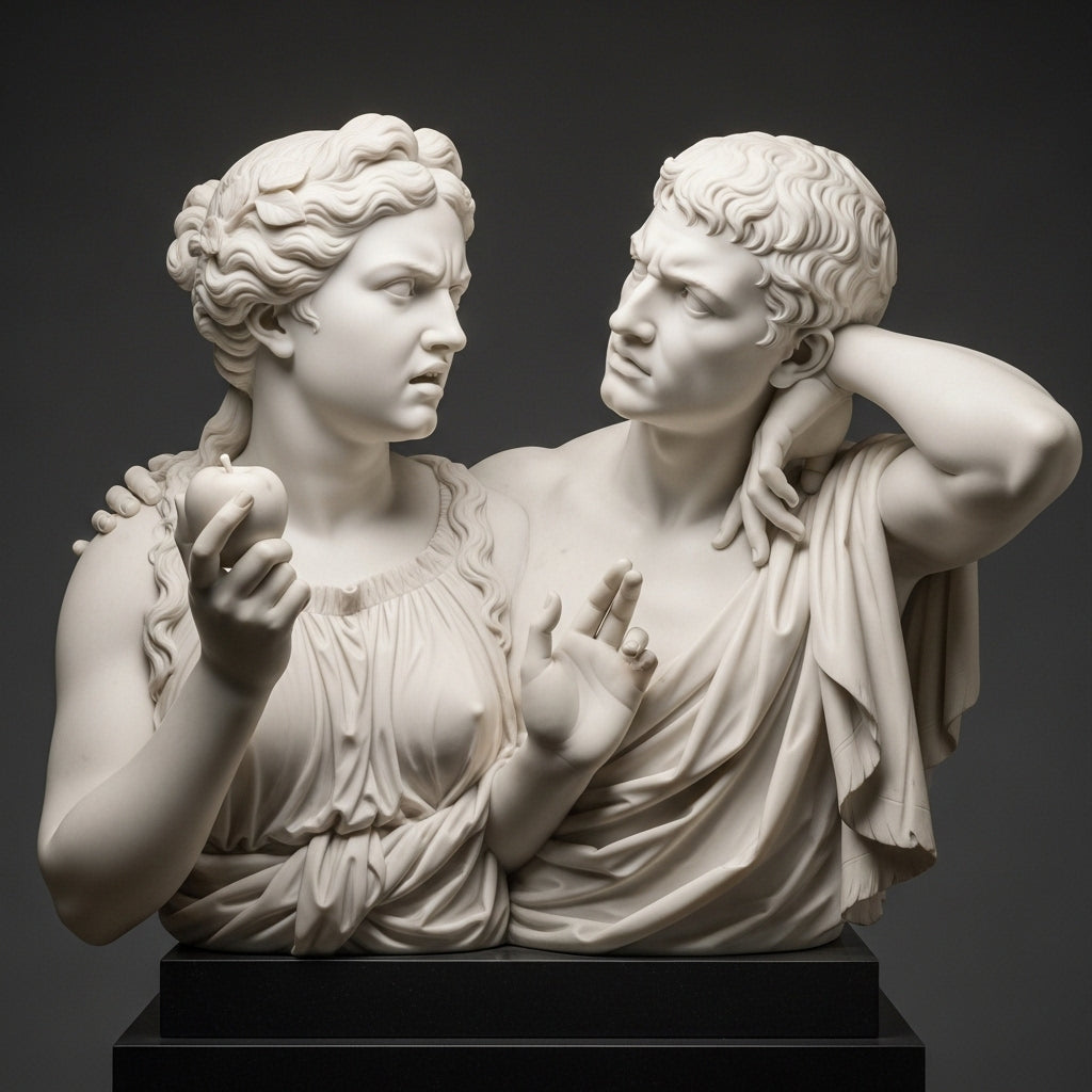 Adam & Eve Arguing Statue | Funny Biblical Art | FDM or 12K Resin