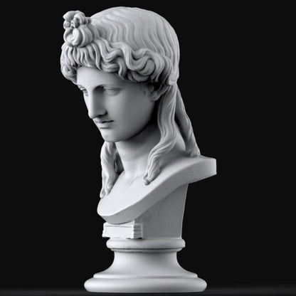12K Resin Sculpture: Greek Apollo or Woman Head - Ancient Art Inspired