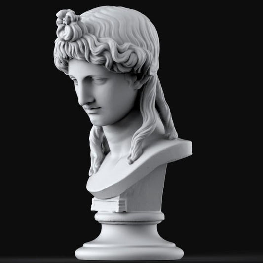 12K Resin Sculpture: Greek Apollo or Woman Head - Ancient Art Inspired