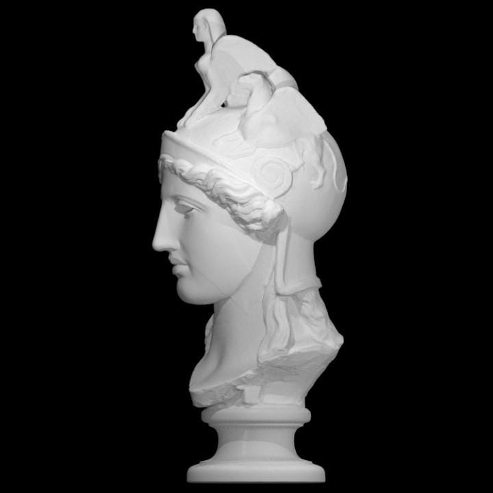 Head from the Athena Hope-Farnese – 12K Premium Resin Sculpture Inspired by Ancient Roman Copy of the Greek Goddess of Wisdom and War
