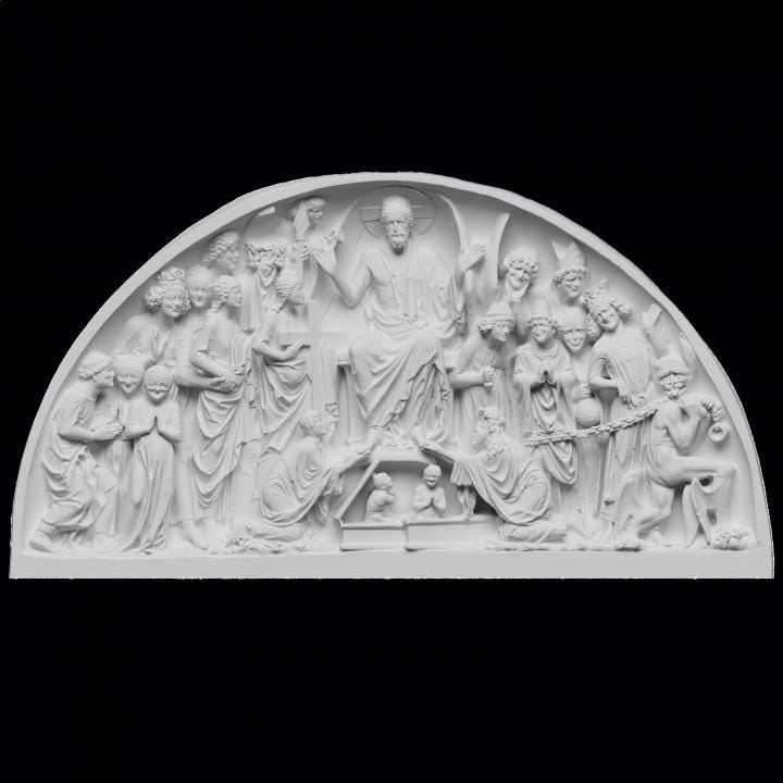 Doomsday Tympanum Sculpture: 12K Resin Medieval Gothic Relief