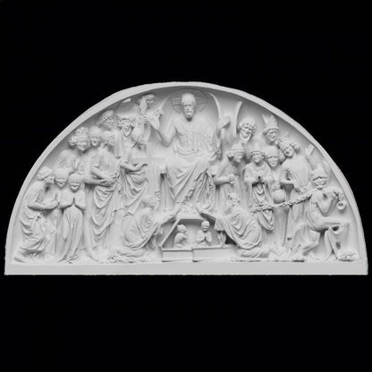 Doomsday Tympanum Sculpture: 12K Resin Medieval Gothic Relief