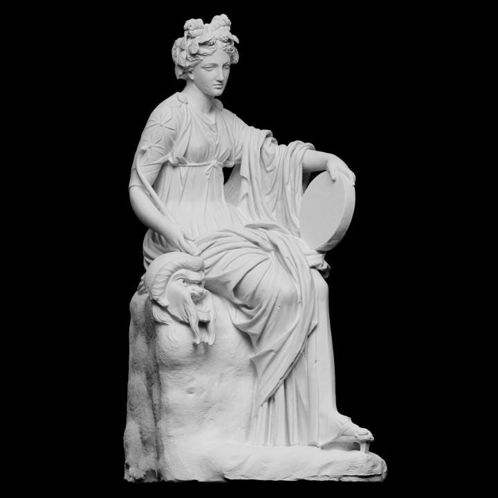 Seated Muse Thalia – 12K Premium Resin Sculpture of the Greek Muse of Comedy and Idyllic Poetry, Classical Style