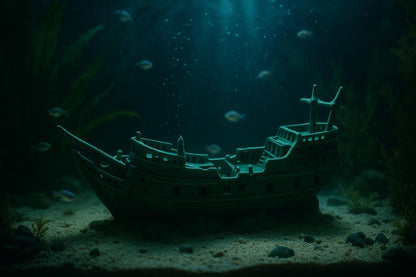 Sunken Pirate Ship Aquarium Decor: Fish Tank Playground