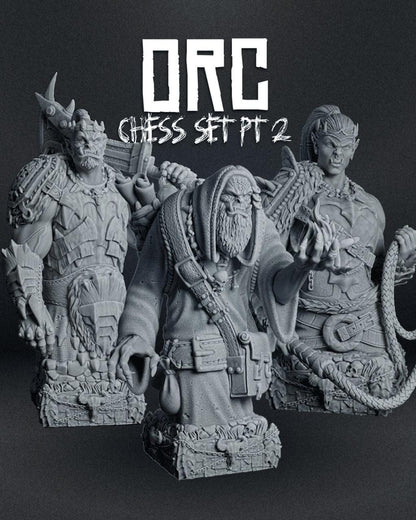 Orc Chess Pieces: 12K Resin Fantasy Set - Unpainted