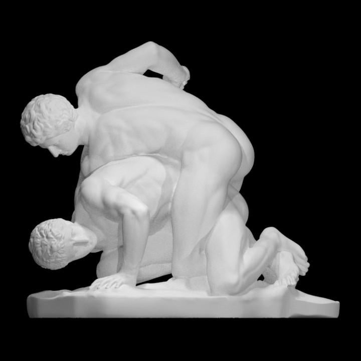 12K Resin Uffizi Wrestlers Sculpture: Greek Roman Athletic Art