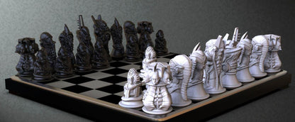 Transhuman Chess Pieces: Unpainted 12K Resin Set for DIY Painting