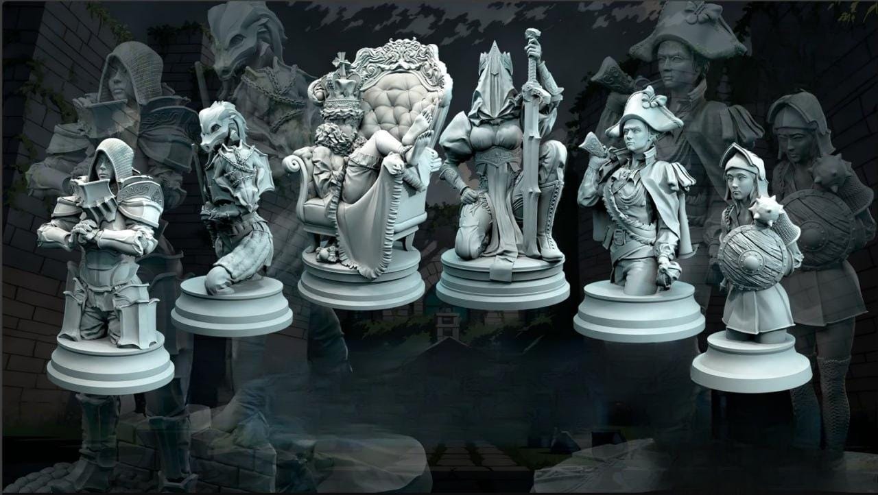 12K Resin Chess Pieces: Unpainted DIY Set