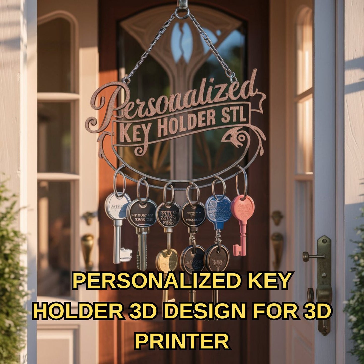 Personalized Key Holder STL File: Name & Silhouette Design (3D Print)