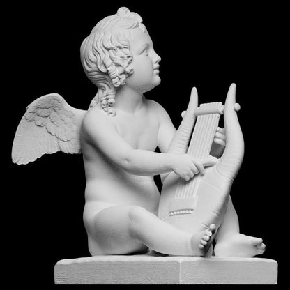 Cupid Playing the Lyre – 12K Premium Resin Sculpture Inspired by Roman Depictions of Eros, the God of Love and Music in Classical Mythology