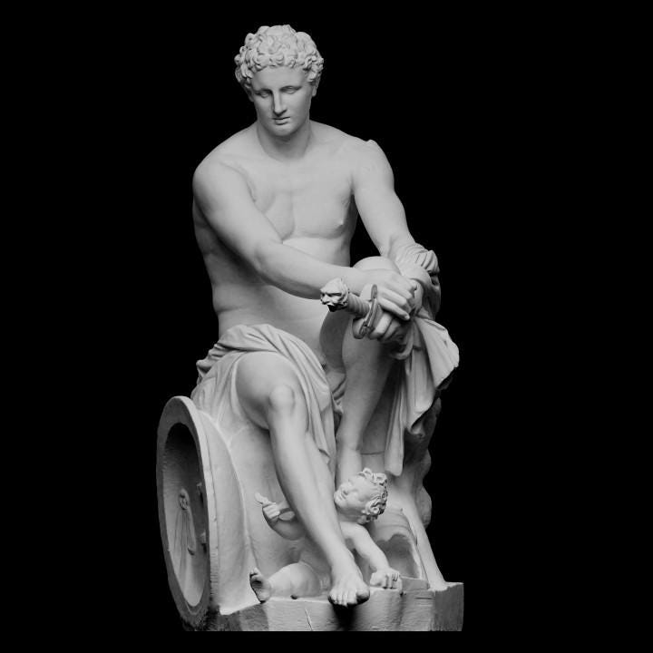 Ludovisi Ares Sculpture: 12K Resin Roman God of War Statue