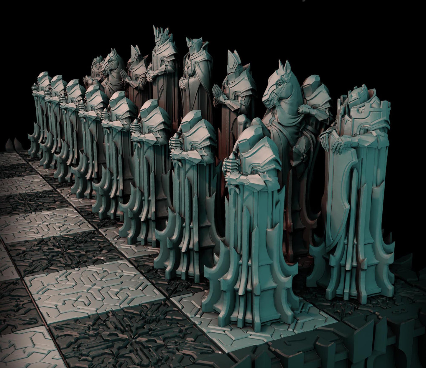 12K Resin Knight Chess Pieces: Unpainted Medieval Set