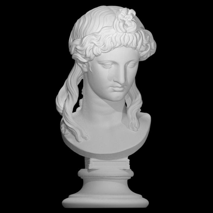 12K Resin Sculpture: Greek Apollo or Woman Head - Ancient Art Inspired