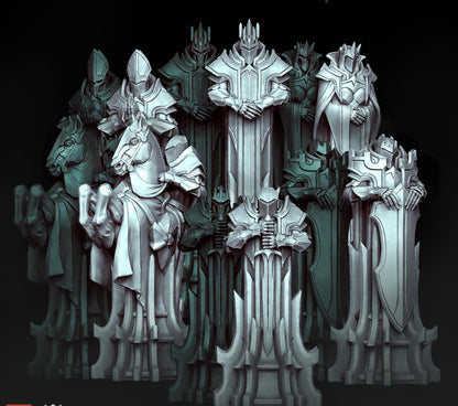12K Resin Knight Chess Pieces: Unpainted Medieval Set
