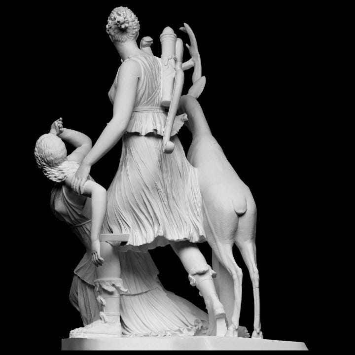Artemis and Iphigeneia – 12K Premium Resin Sculpture Inspired by Greek Mythology and the Ancient Tragedy of Sacrifice and Salvation