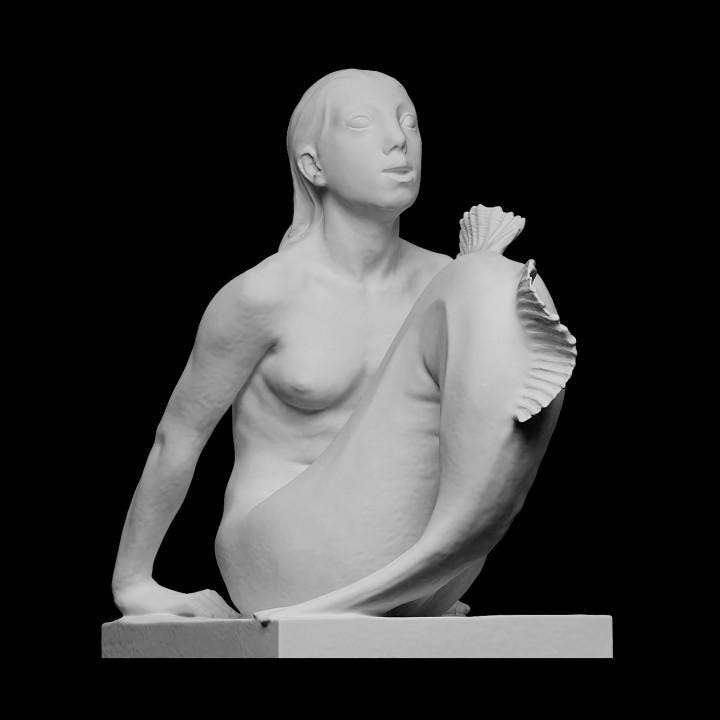 12K Resin Mermaid Sculpture: Mythical Sea Maiden Art