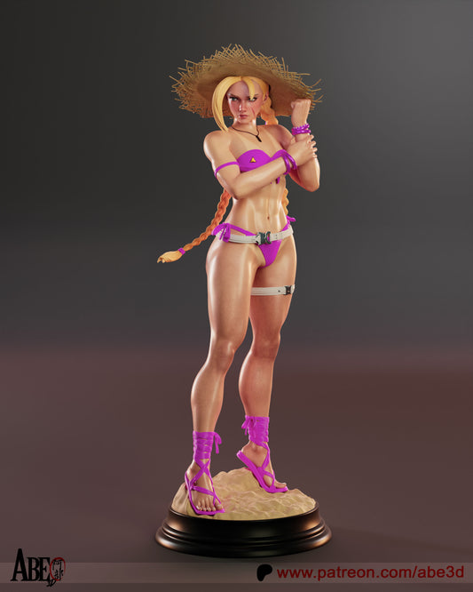 Cammy at the Beach Resin Figure Handmade Hand Painted Collectible 1/4 1/6 Scale 16K 3D Print