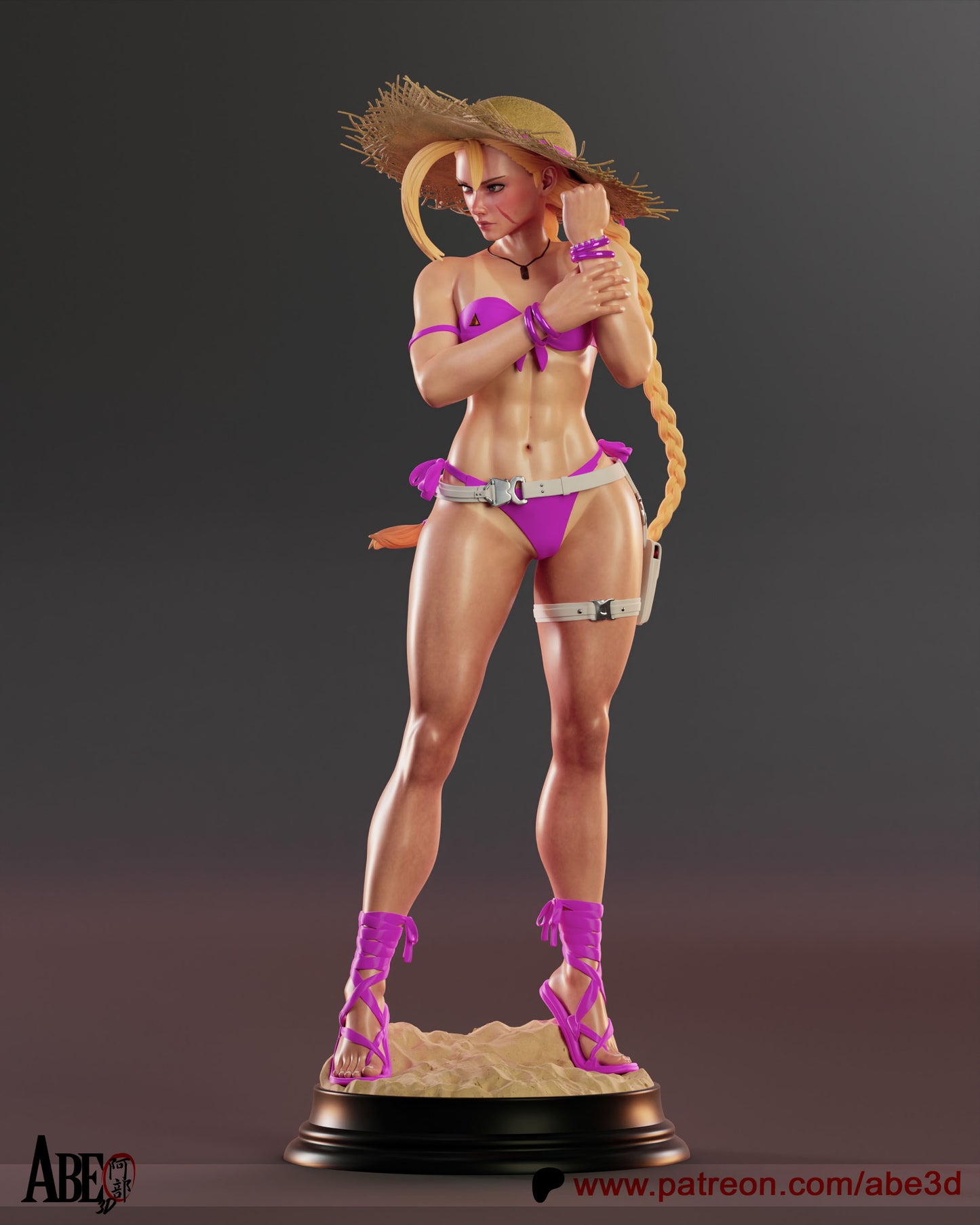 Cammy at the Beach Resin Figure Handmade Hand Painted Collectible 1/4 1/6 Scale 16K 3D Print