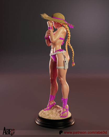 Cammy at the Beach Resin Figure Handmade Hand Painted Collectible 1/4 1/6 Scale 16K 3D Print
