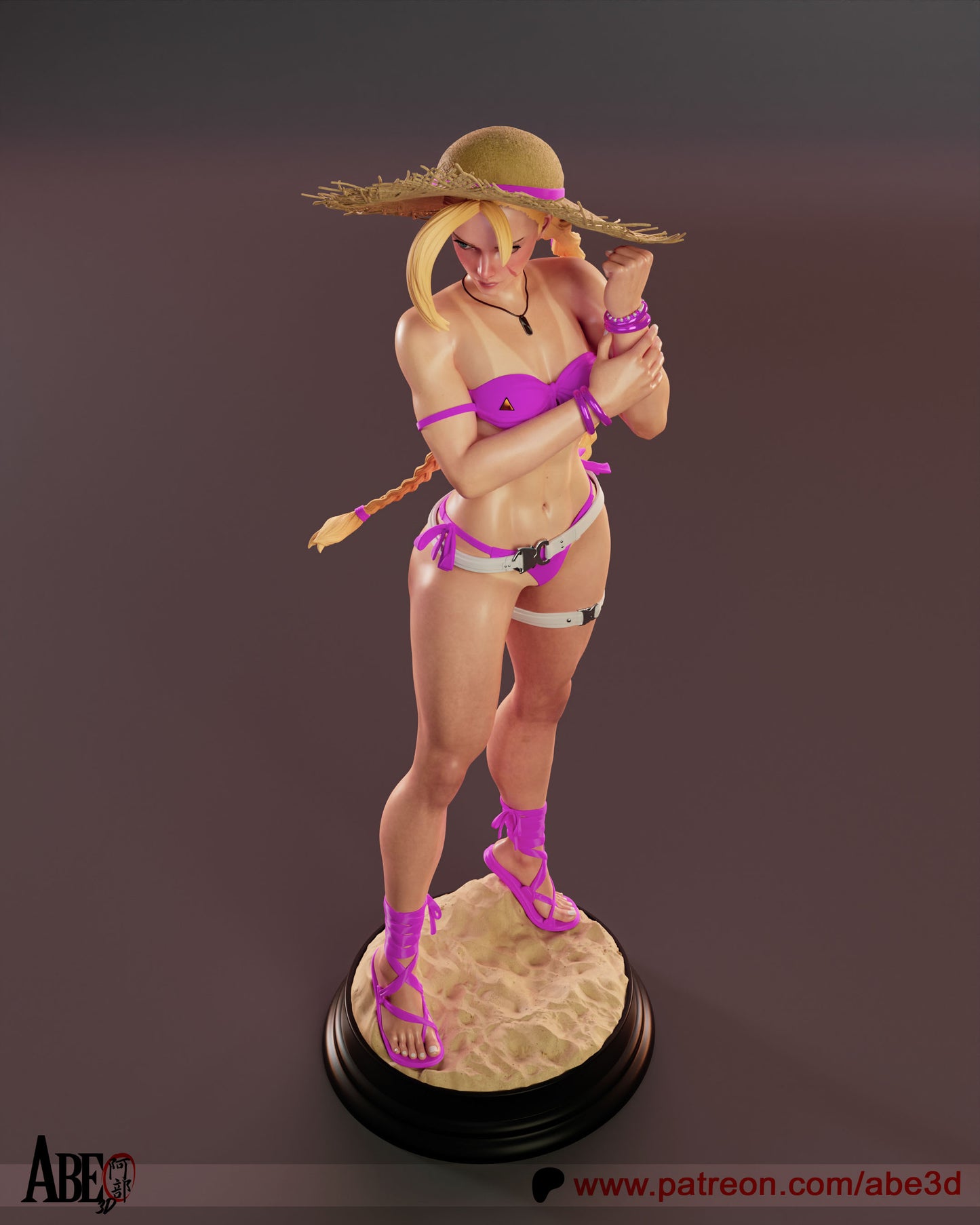 Cammy at the Beach Resin Figure Handmade Hand Painted Collectible 1/4 1/6 Scale 16K 3D Print