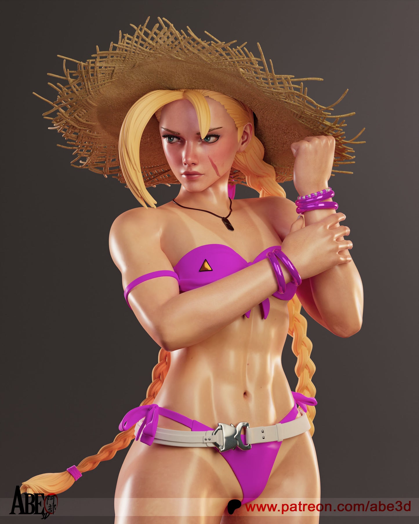 Cammy at the Beach Resin Figure Handmade Hand Painted Collectible 1/4 1/6 Scale 16K 3D Print