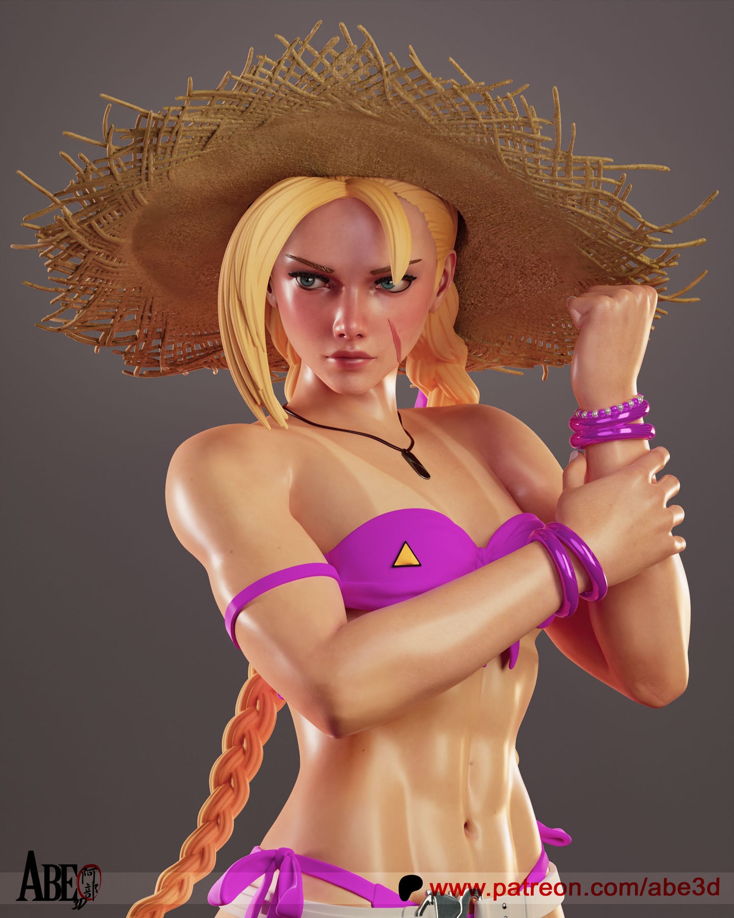 Cammy at the Beach Resin Figure Handmade Hand Painted Collectible 1/4 1/6 Scale 16K 3D Print