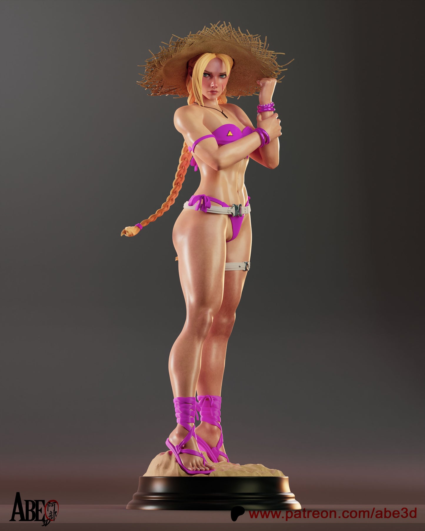 Cammy at the Beach Resin Figure Handmade Hand Painted Collectible 1/4 1/6 Scale 16K 3D Print