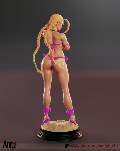 Cammy at the Beach Resin Figure Handmade Hand Painted Collectible 1/4 1/6 Scale 16K 3D Print