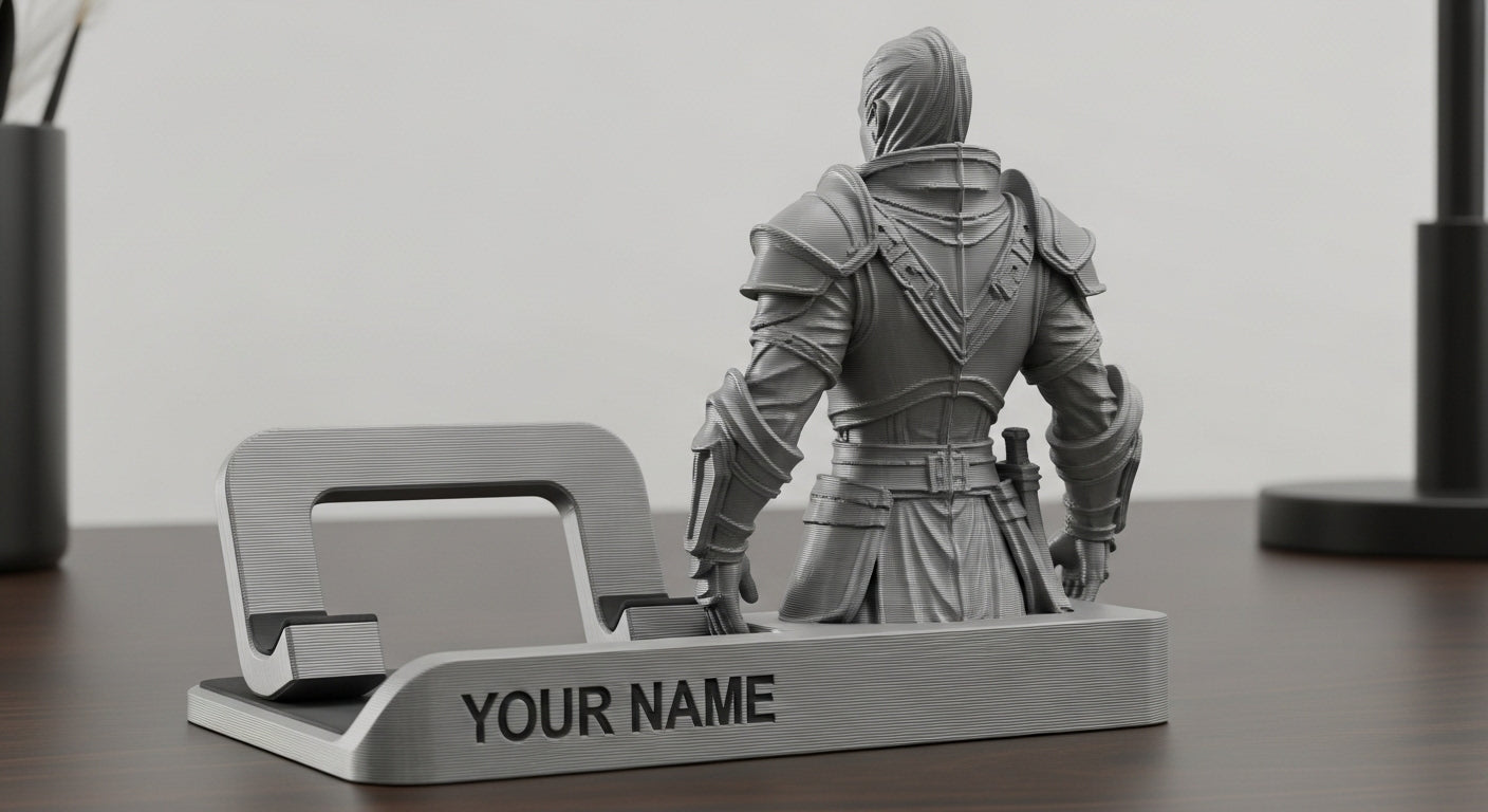 Personalized Phone Holder with Your Figure – Personalized 3D Printed Character Stand – Personalized Fantasy Figure