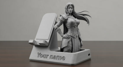 Personalized Phone Holder with Your Figure – Personalized 3D Printed Character Stand – Personalized Fantasy Figure