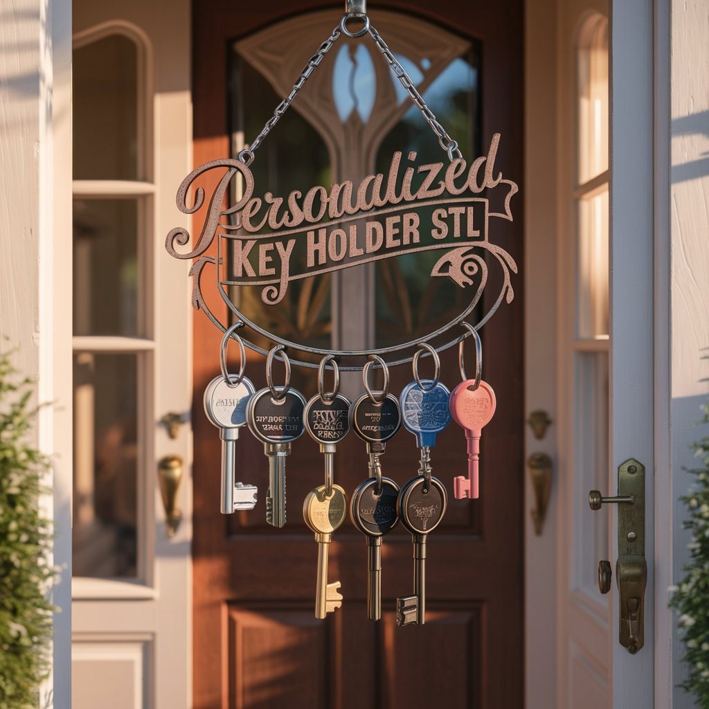 Personalized Key Holder STL File: Name & Silhouette Design (3D Print)